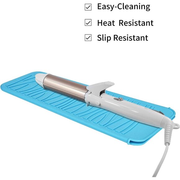Silicone Heat Resistant Travel Mat Pouch for Hair Straighteners, Curling Irons, - Picture 3 of 7